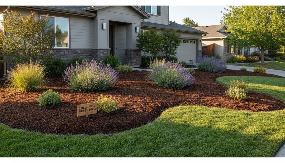 Freshly spread mulch beds with clean edges by Chop Chop Landscaping in Chico, CA